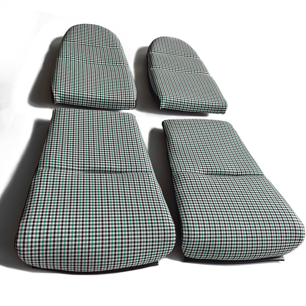 Black & Green Houndstooth Seat Inserts with Foam Cushioning for Porsche Bucket Seats