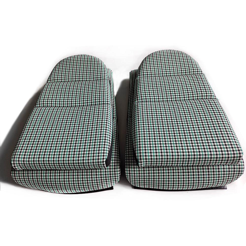 Black & Green Houndstooth Seat Inserts with Foam Cushioning for Porsche Bucket Seats