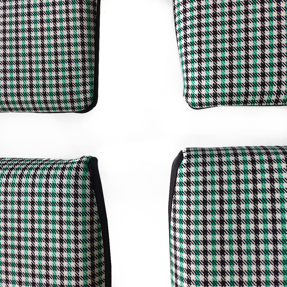 Black & Green Houndstooth Seat Inserts with Foam Cushioning for Porsche Bucket Seats