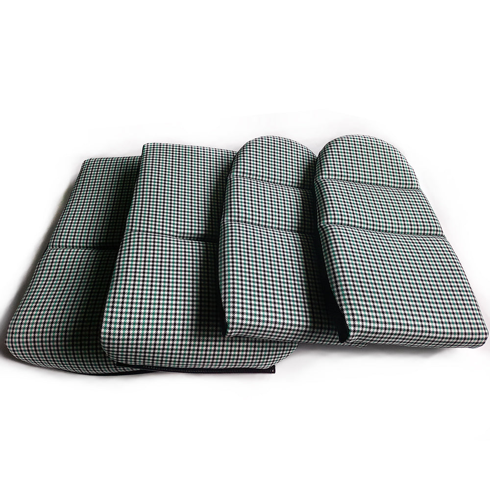 Black & Green Houndstooth Seat Inserts with Foam Cushioning for Porsche Bucket Seats