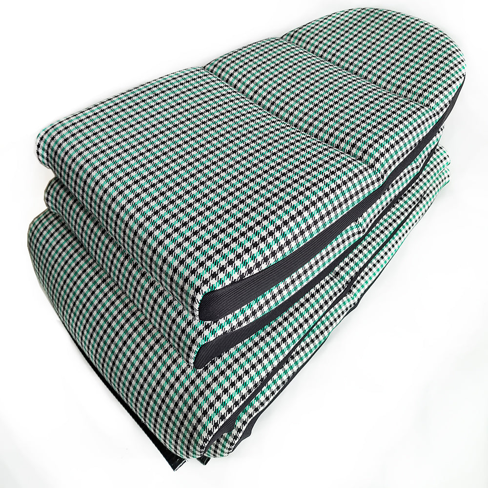Black & Green Houndstooth Seat Inserts with Foam Cushioning for Porsche Bucket Seats