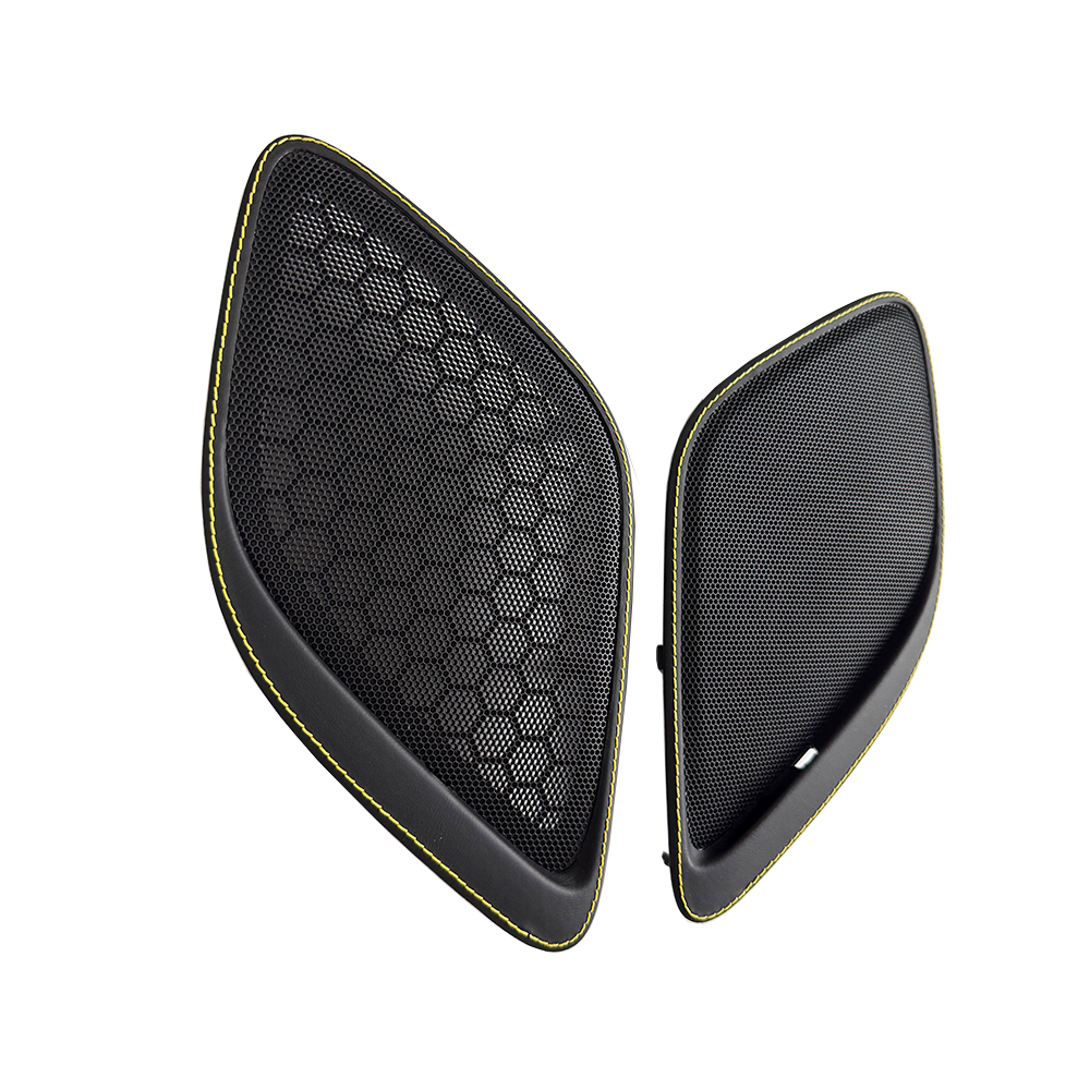 Leather B-Pillar Speaker Covers with Yellow Stitching for Porsche 911 (Interior Trim Upgrade, Left & Right Set)