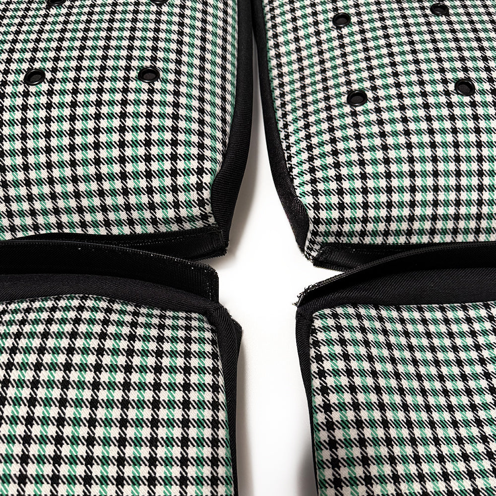 Black & Green Houndstooth Center Seat Inserts for Porsche Carbon Fiber Bucket Seats (991 / 992 GT3 RS, 718 GT4 RS, 918)
