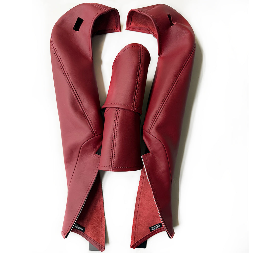 Bordeaux Red Leather Side Bolster Protector Set for Porsche Racing Bucket Seats