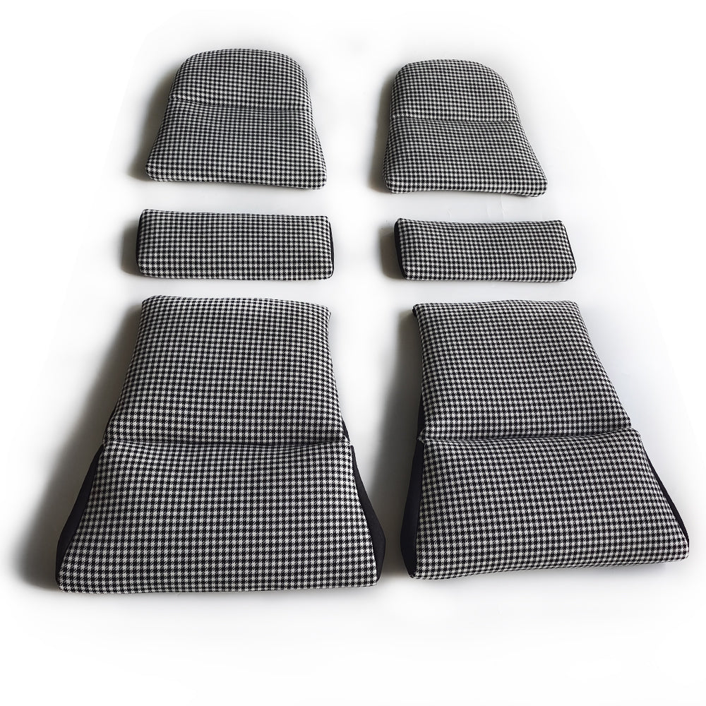 Black & White Houndstooth Center Seat Insert Cover (NO FOAM) for Porsche Folding Carbon Fiber Bucket Seats | Fit 911 997 991 992 718 981 987 GT3 GT4 GT2RS