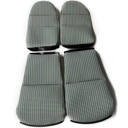 Black & Green Houndstooth Center Seat Inserts for Porsche Carbon Fiber Bucket Seats (991 / 992 GT3 RS, 718 GT4 RS, 918)