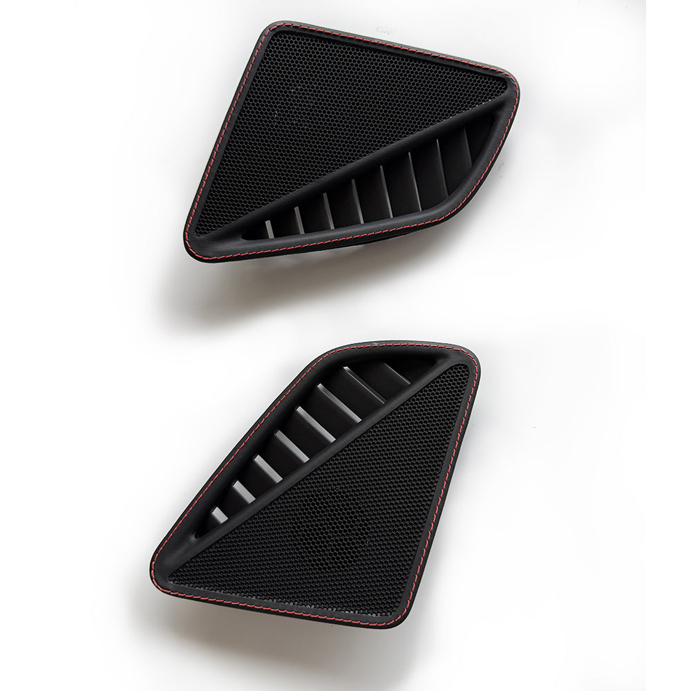 Leather Dashboard Side Speaker Covers with Red Stitching for Porsche 911 (Left & Right Set, OEM+ Interior Upgrade)