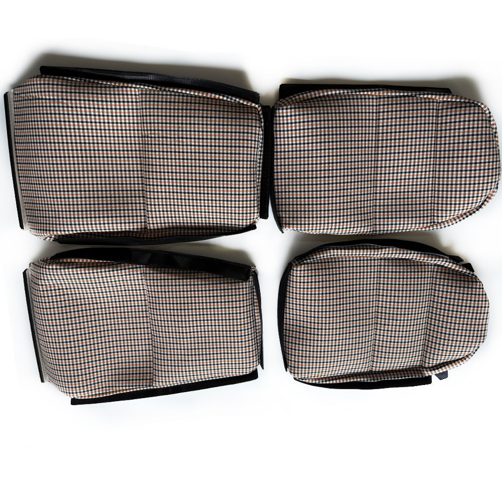 Black & Orange Houndstooth Seat Inserts for Porsche Bucket Seats – Heritage Style Replacement Set