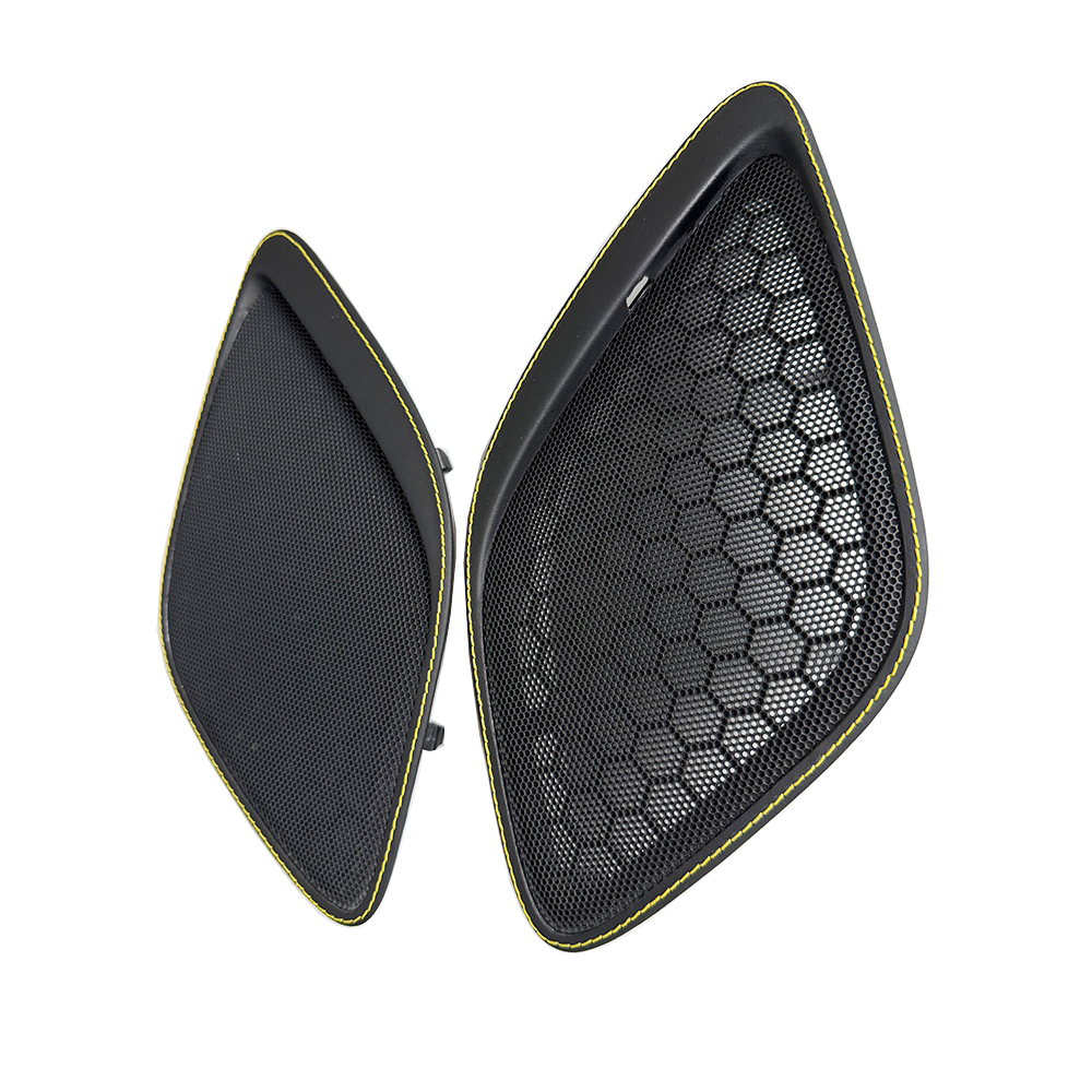 Leather B-Pillar Speaker Covers with Yellow Stitching for Porsche 911 (Interior Trim Upgrade, Left & Right Set)