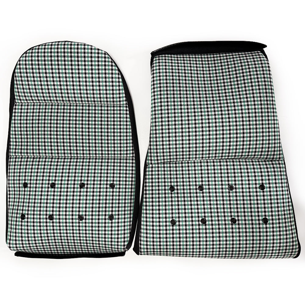 Black & Green Houndstooth Center Seat Inserts for Porsche Carbon Fiber Bucket Seats (991 / 992 GT3 RS, 718 GT4 RS, 918)