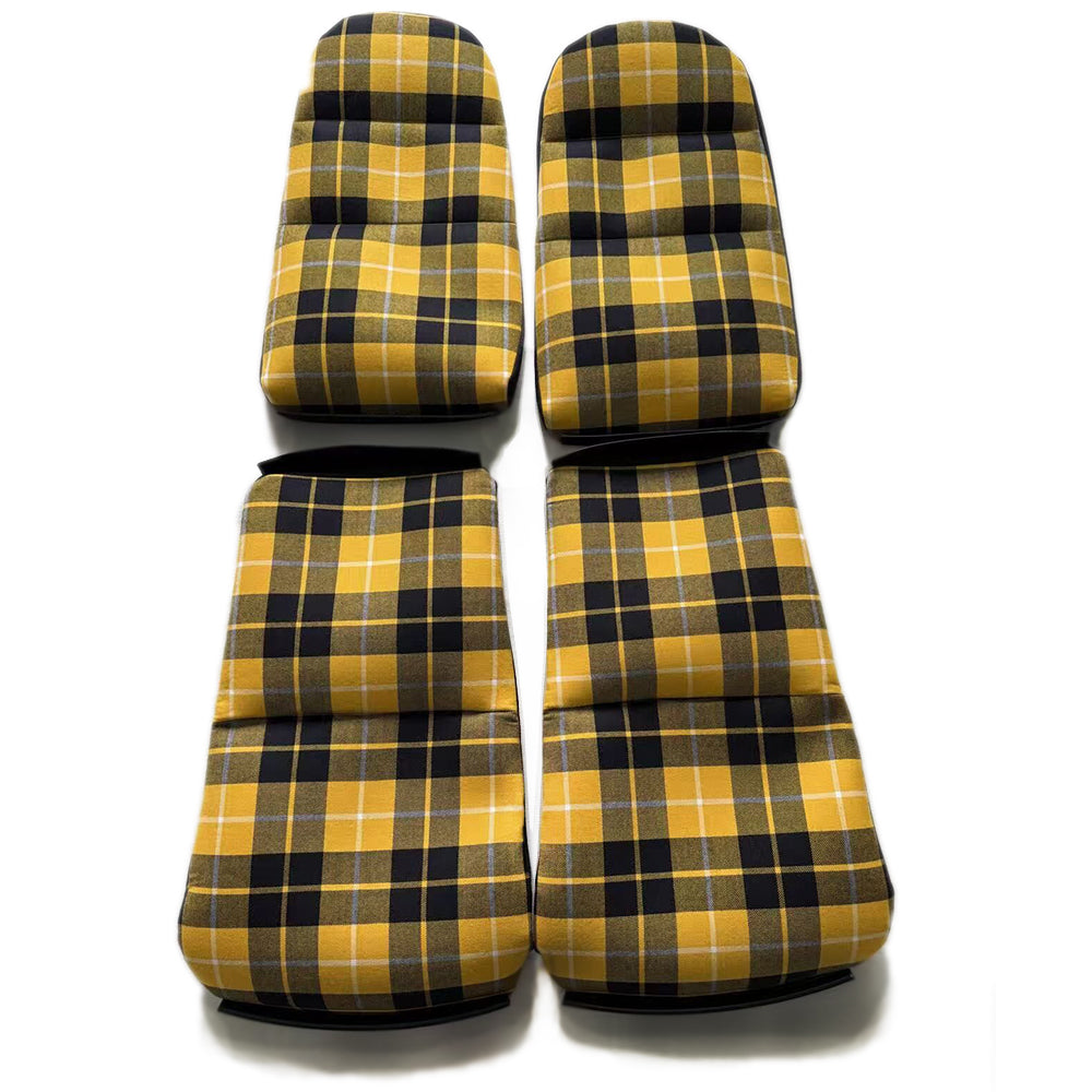 Yellow & Black Plaid Center Seat Inserts for Porsche Carbon Fiber Bucket Seats (991 / 992 GT3 RS, 718 GT4 RS, 918)