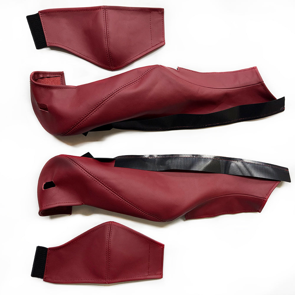 Bordeaux Red Leather Side Bolster Protector Set for Porsche Racing Bucket Seats