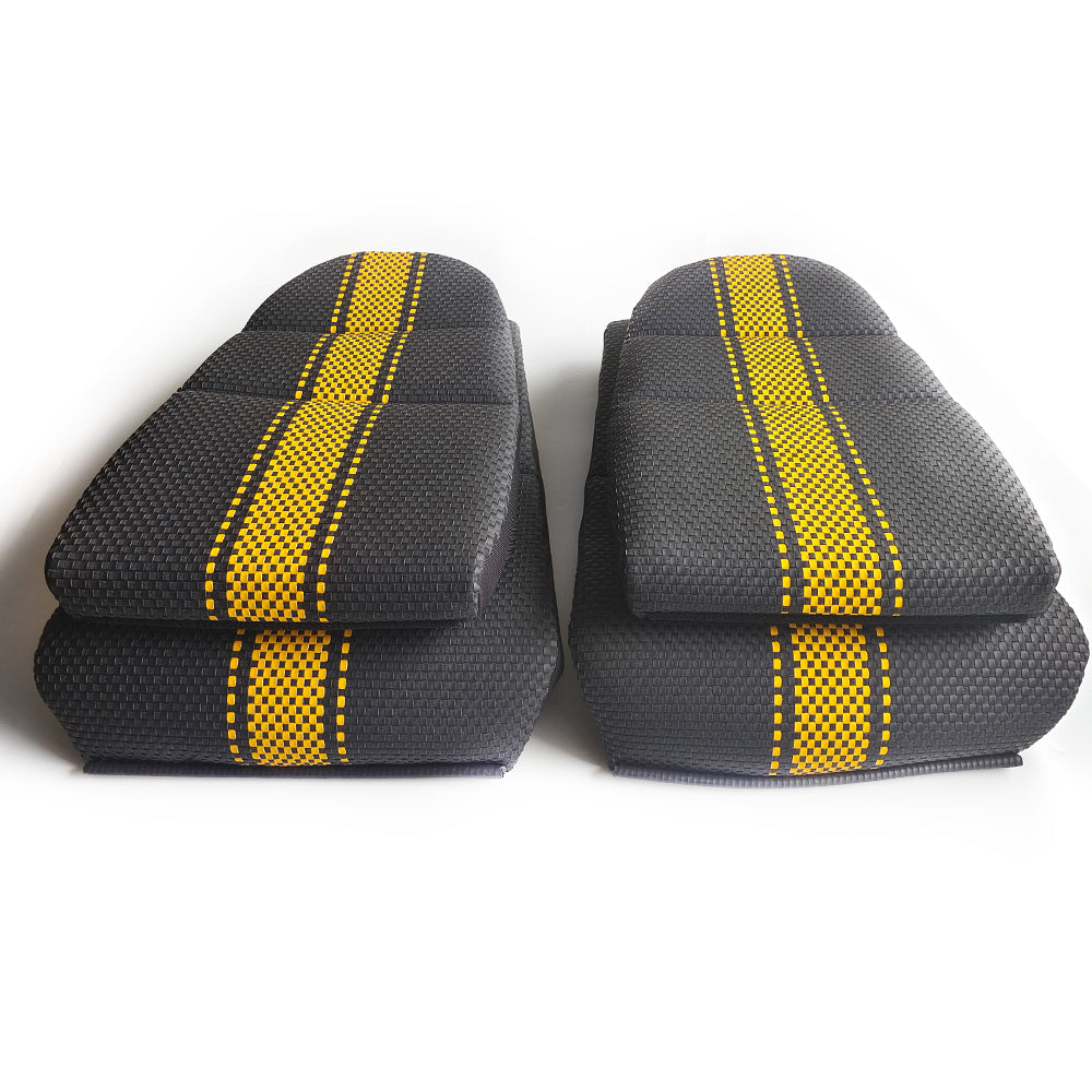 Custom Woven Center Seat Inserts for Porsche Carbon Bucket Seats – Black Base with Bold Yellow Center Stripe & Black Accent (No Foam)