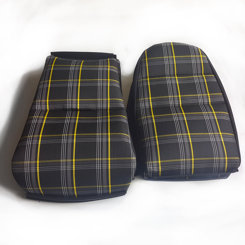 Black & Yellow Checkered Center Seat Inserts for Porsche Carbon Fiber Bucket Seats (991 / 992 GT3 RS, 718 GT4 RS, 918)