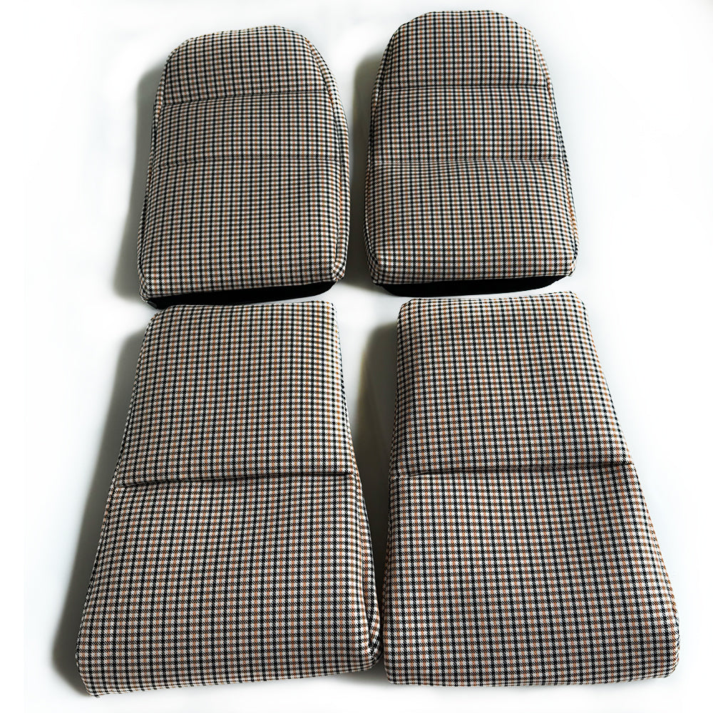 Black & Orange Houndstooth Seat Inserts for Porsche Bucket Seats – Heritage Style Replacement Set