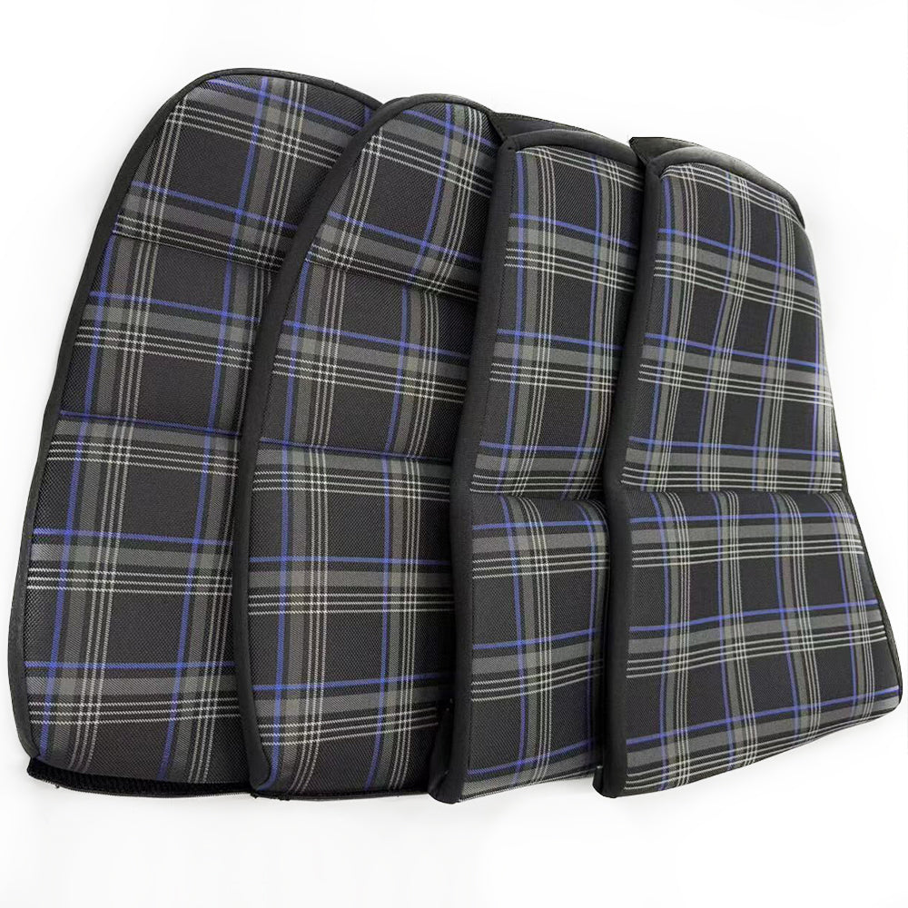 Black & Blue Checkered Center Seat Inserts for Porsche Carbon Fiber Bucket Seats (991 / 992 GT3 RS, 718 GT4 RS, 918)