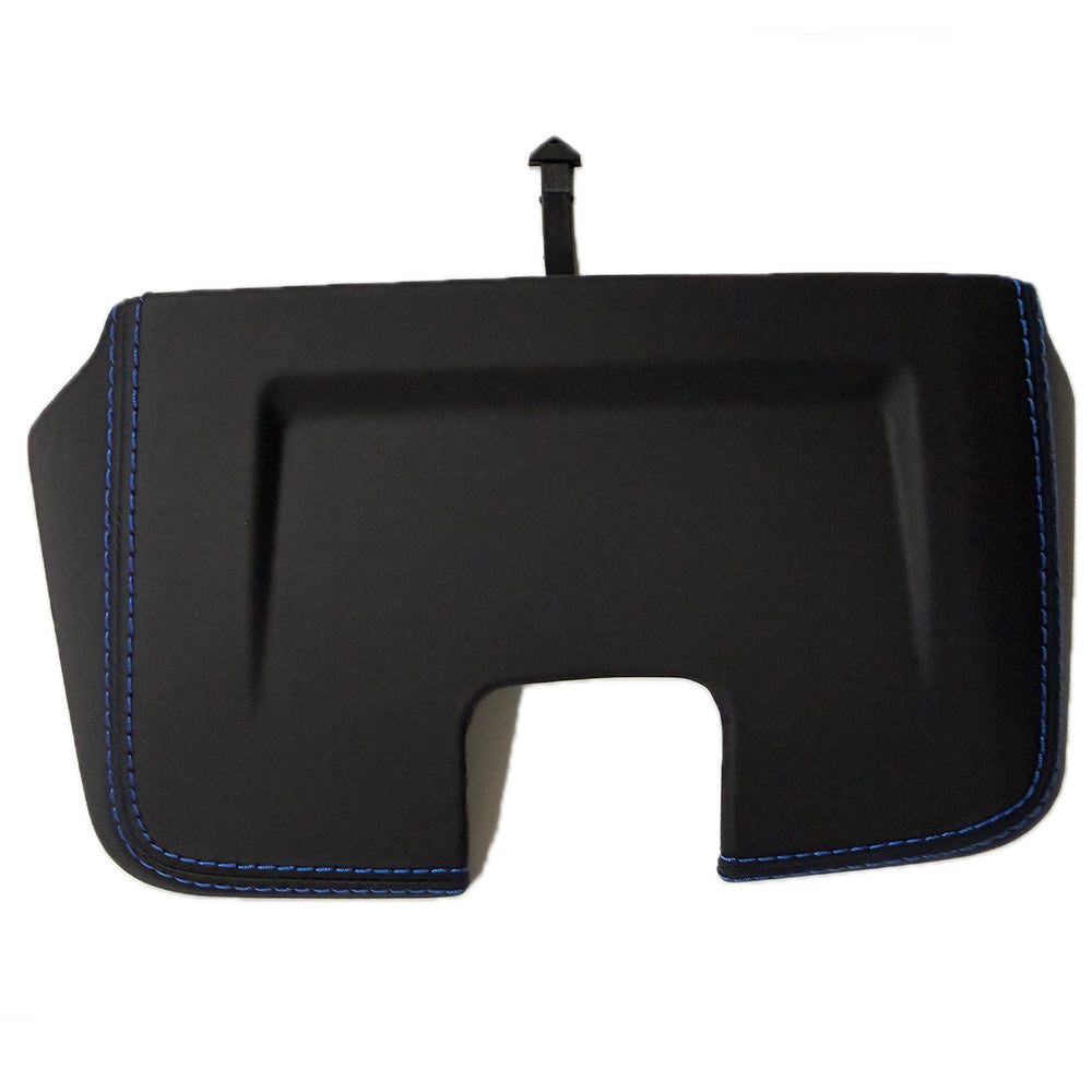 Custom Leather Wrapped Interior Rear View Mirror Cover for Porsche 911 992 – Black Leather with Sharp blue  Double Stitching