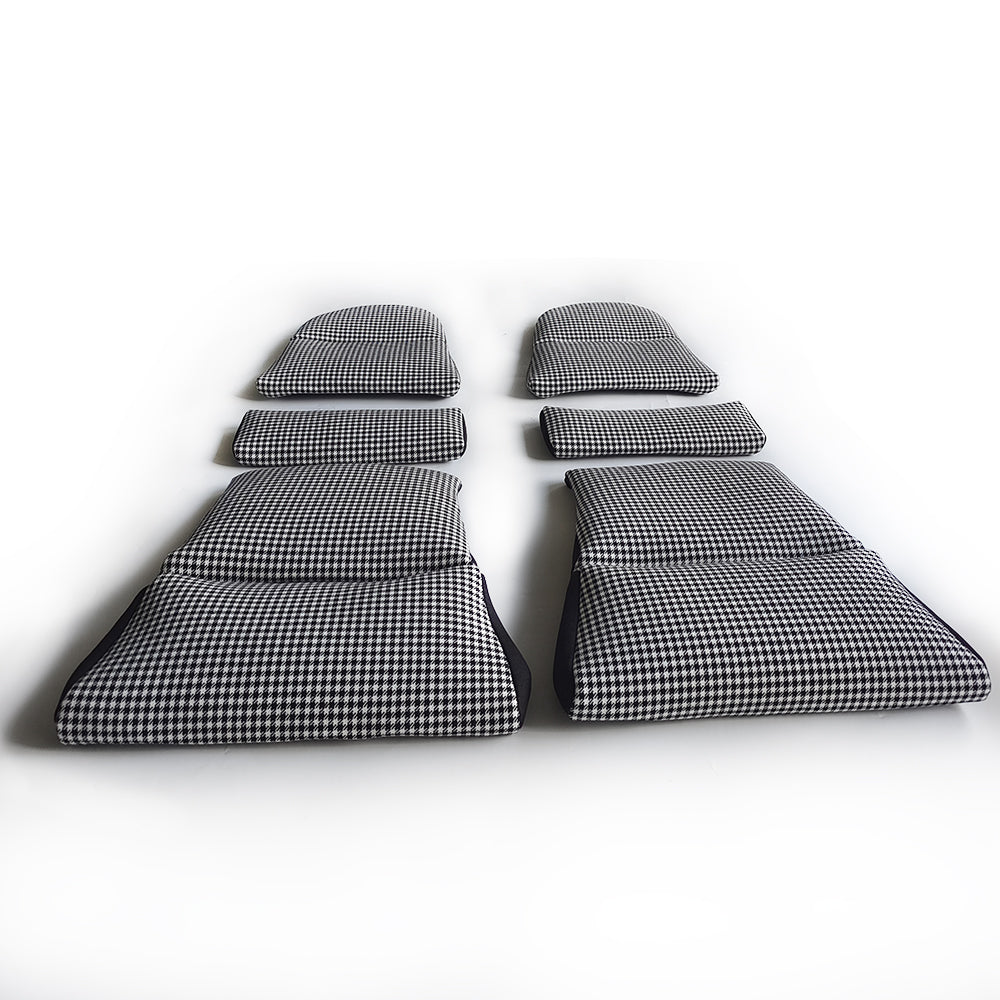 Black & White Houndstooth Center Seat Insert Cover (NO FOAM) for Porsche Folding Carbon Fiber Bucket Seats | Fit 911 997 991 992 718 981 987 GT3 GT4 GT2RS