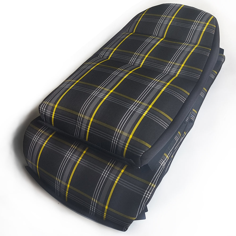 Black & Yellow Checkered Center Seat Inserts for Porsche Carbon Fiber Bucket Seats (991 / 992 GT3 RS, 718 GT4 RS, 918)