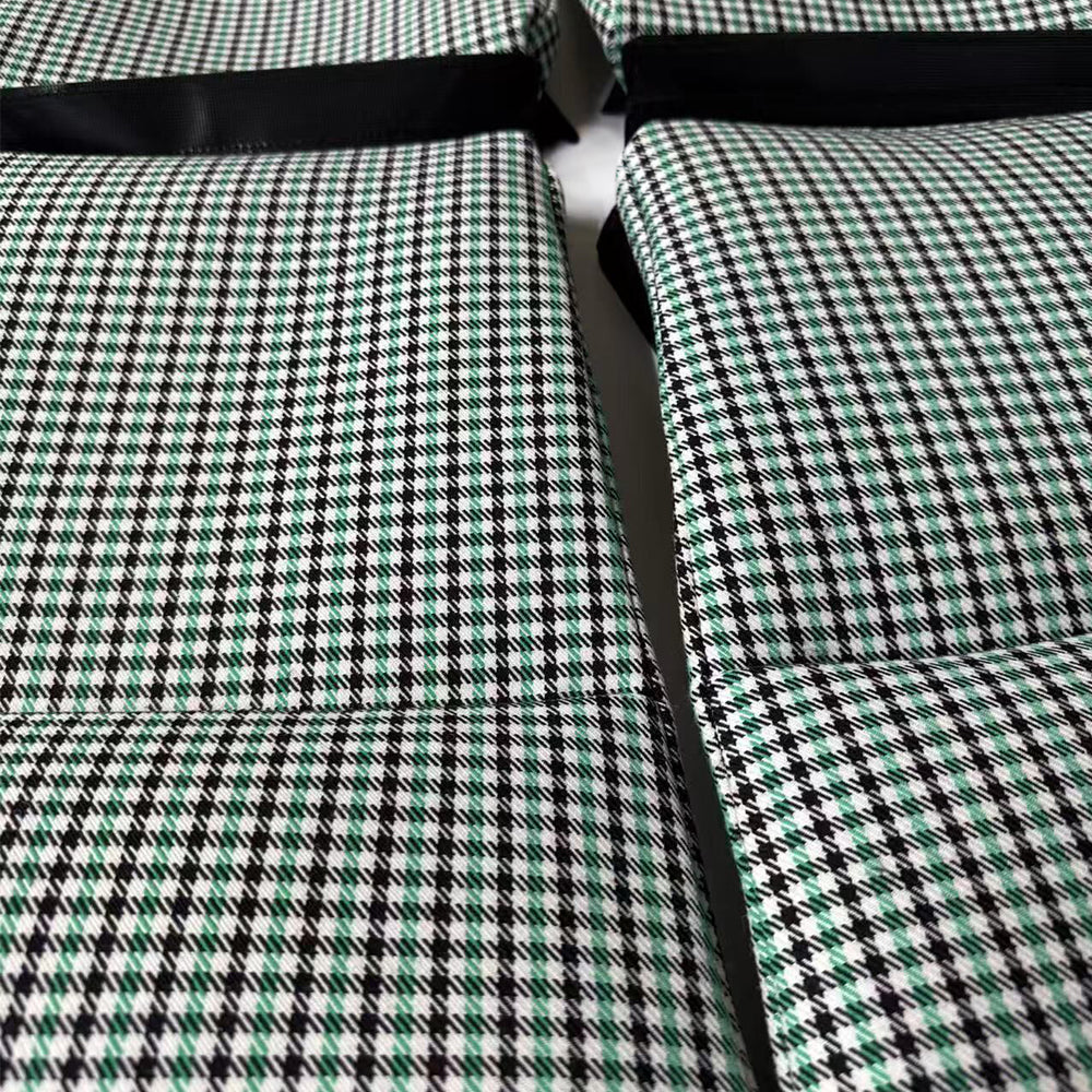 Black & Green Houndstooth Center Seat Inserts for Porsche Carbon Fiber Bucket Seats (991 / 992 GT3 RS, 718 GT4 RS, 918)