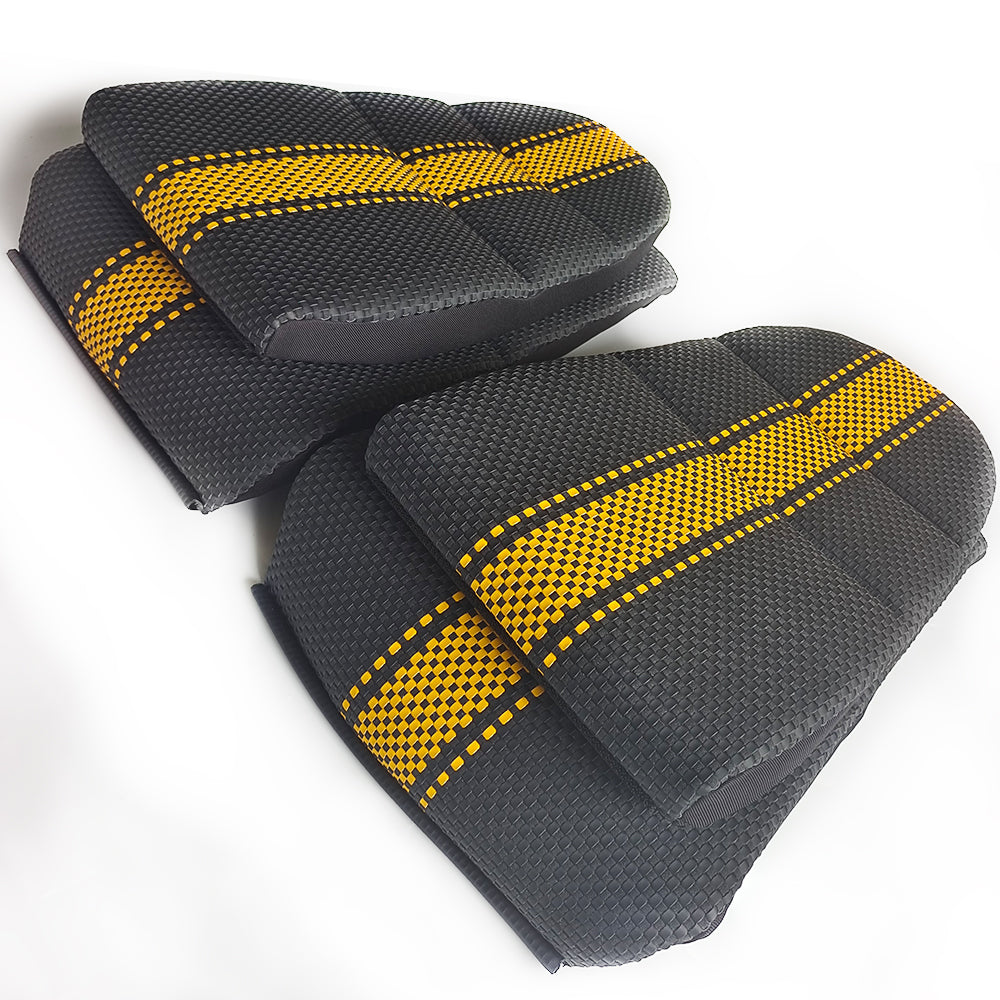 Custom Woven Center Seat Inserts for Porsche Carbon Bucket Seats – Black Base with Bold Yellow Center Stripe & Black Accent (No Foam)