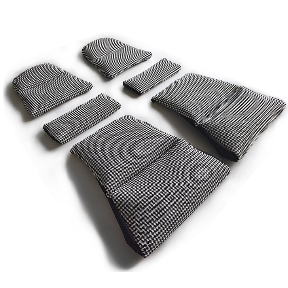 Black & White Houndstooth Center Seat Insert Cover (NO FOAM) for Porsche Folding Carbon Fiber Bucket Seats | Fit 911 997 991 992 718 981 987 GT3 GT4 GT2RS
