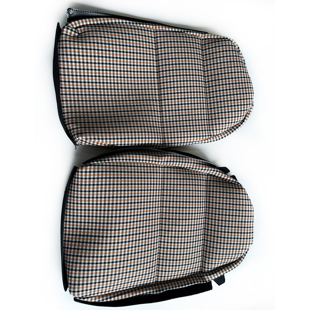 Black & Orange Houndstooth Seat Inserts for Porsche Bucket Seats – Heritage Style Replacement Set