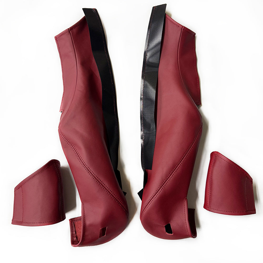 Bordeaux Red Leather Side Bolster Protector Set for Porsche Racing Bucket Seats