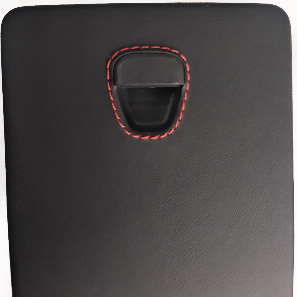 Custom Leather Fuse Box Cover for Porsche 911 Black leather with Red stitching