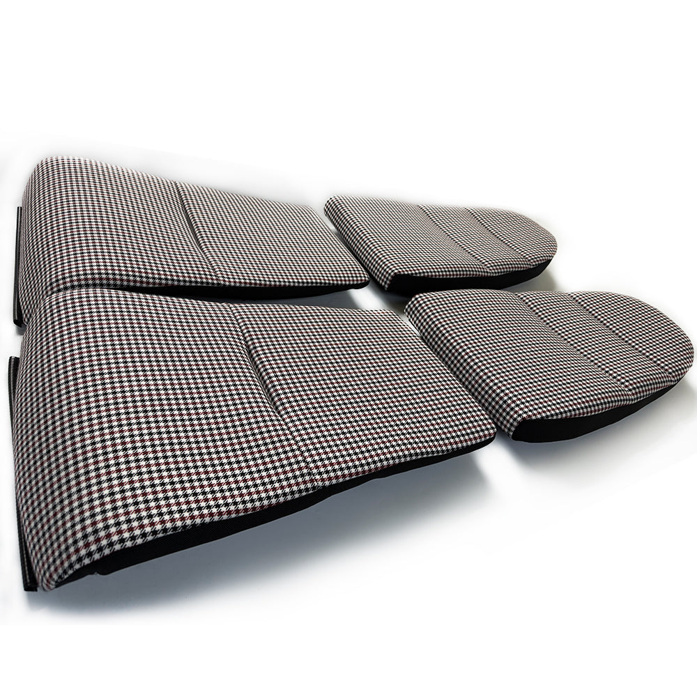 Black & Red Houndstooth Seat Inserts with Foam Cushioning for Porsche Bucket Seats