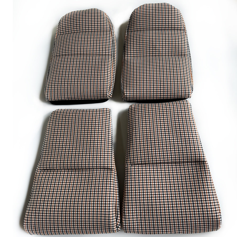 Black & Orange Houndstooth Seat Inserts for Porsche Bucket Seats – Heritage Style Replacement Set