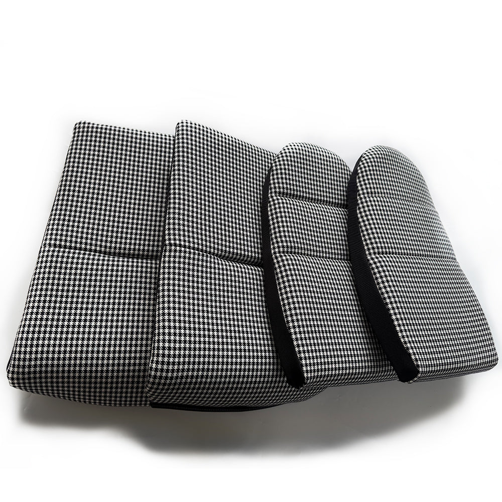 Black & White Houndstooth Seat Inserts with Foam Cushioning for Porsche Bucket Seats