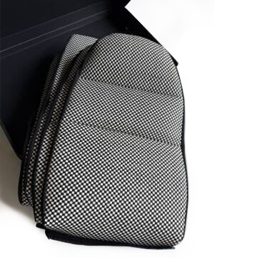 Custom Woven Center Seat Inserts for Porsche Carbon Bucket Seats – Black & White Micro Check Pattern (No Foam)