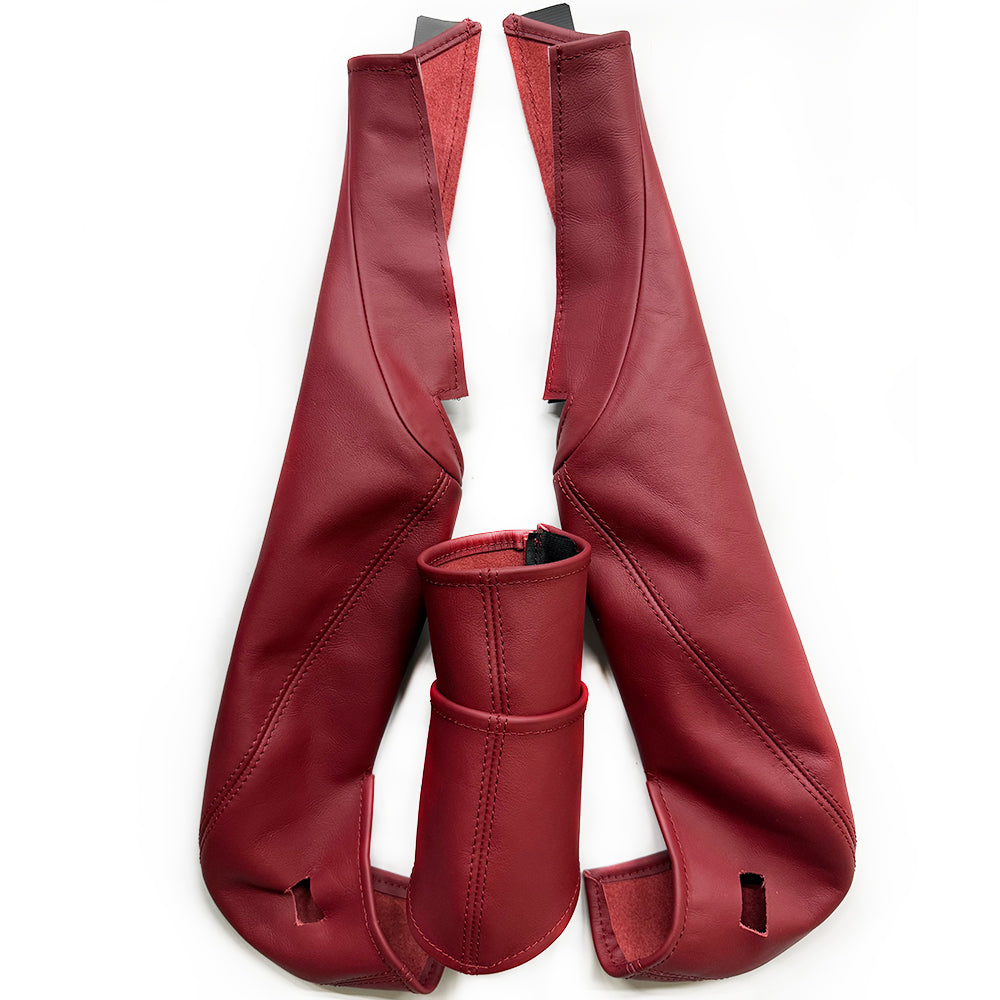 Bordeaux Red Leather Side Bolster Protector Set for Porsche Racing Bucket Seats
