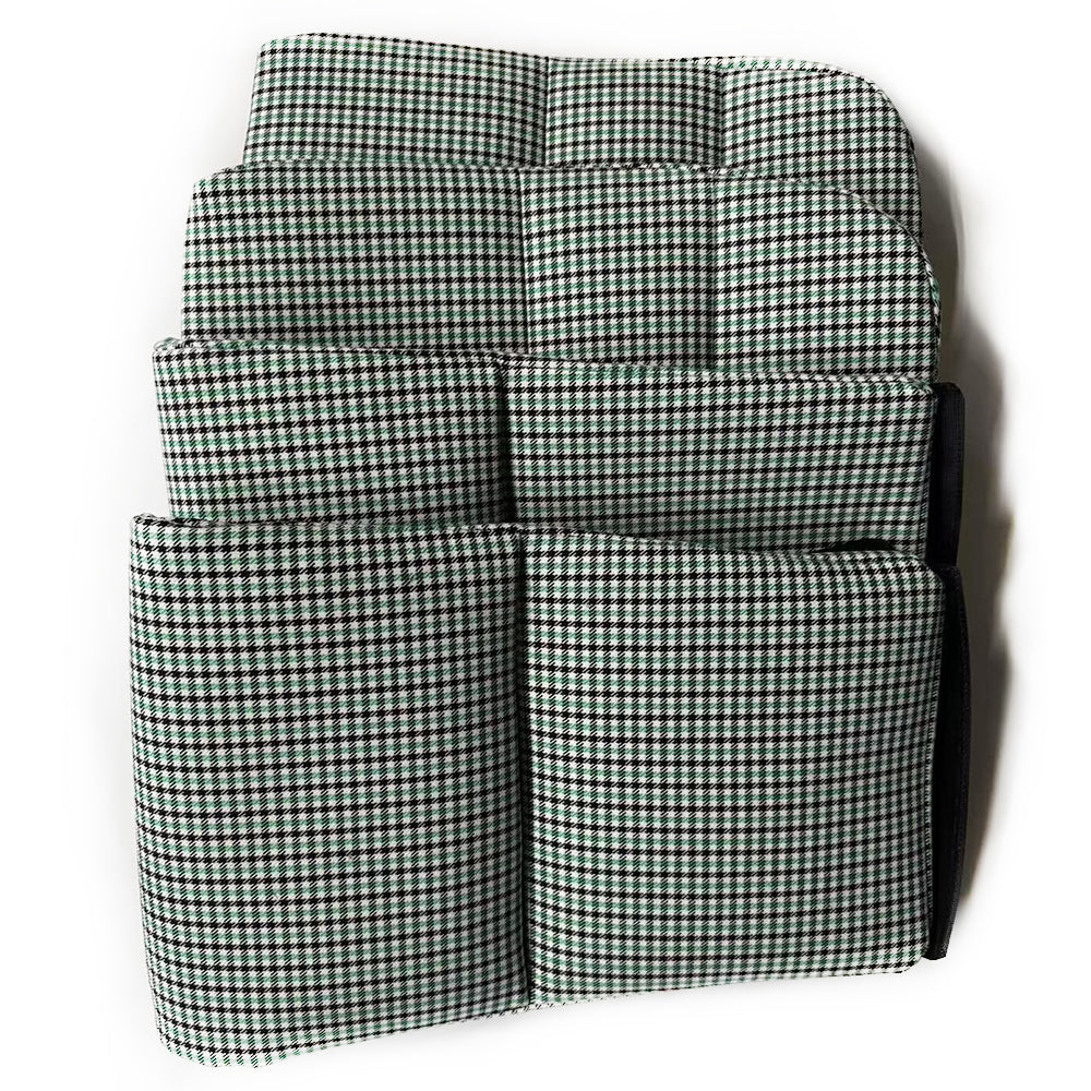Black & Green Houndstooth Center Seat Inserts for Porsche Carbon Fiber Bucket Seats (991 / 992 GT3 RS, 718 GT4 RS, 918)
