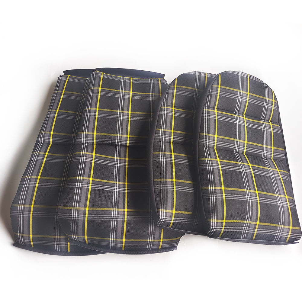 Black & Yellow Checkered Center Seat Inserts for Porsche Carbon Fiber Bucket Seats (991 / 992 GT3 RS, 718 GT4 RS, 918)