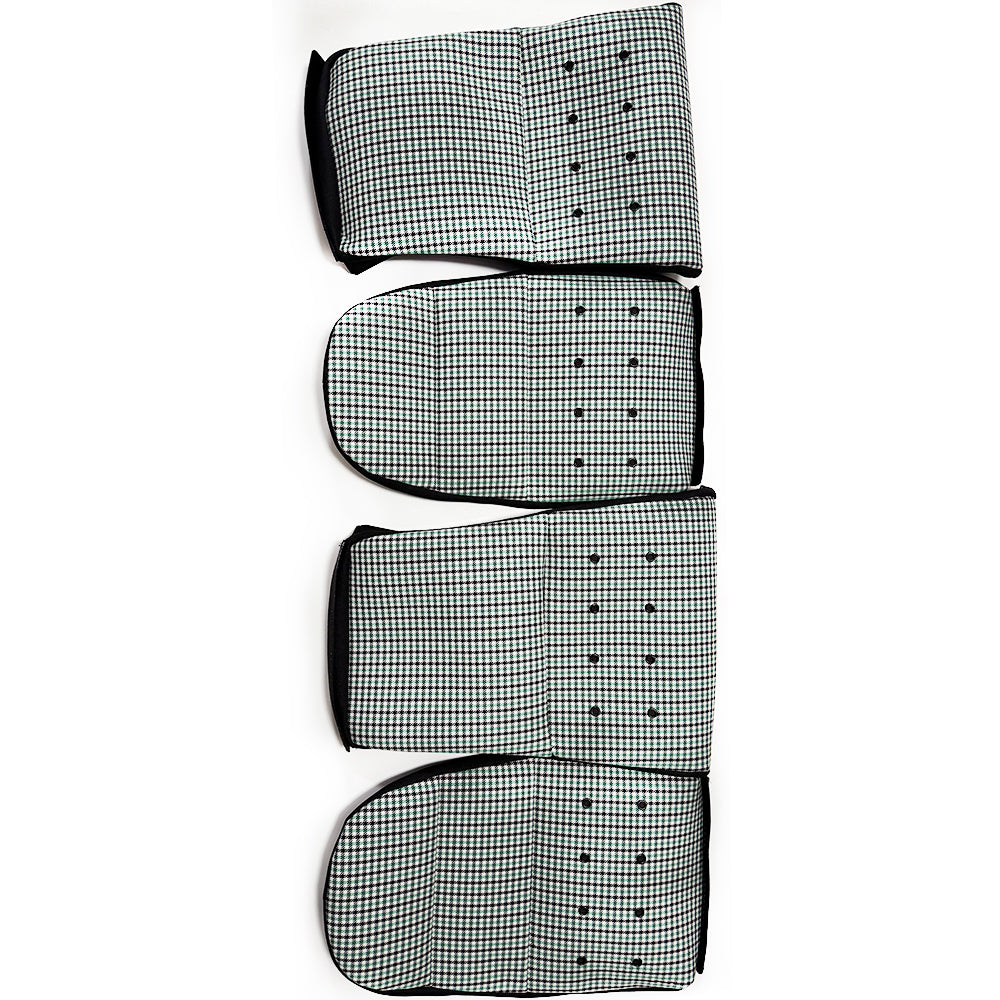 Black & Green Houndstooth Center Seat Inserts for Porsche Carbon Fiber Bucket Seats (991 / 992 GT3 RS, 718 GT4 RS, 918)
