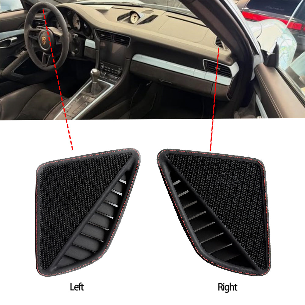 Leather Dashboard Side Speaker Covers with Red Stitching for Porsche 911 (Left & Right Set, OEM+ Interior Upgrade)