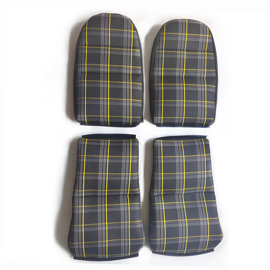 Black & Yellow Checkered Center Seat Inserts for Porsche Carbon Fiber Bucket Seats (991 / 992 GT3 RS, 718 GT4 RS, 918)