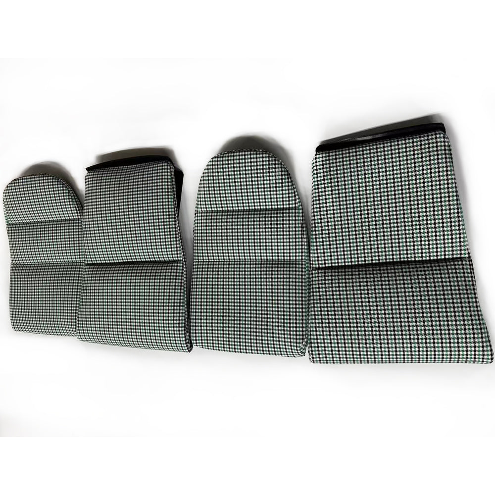 Black & Green Houndstooth Center Seat Inserts for Porsche Carbon Fiber Bucket Seats (991 / 992 GT3 RS, 718 GT4 RS, 918)