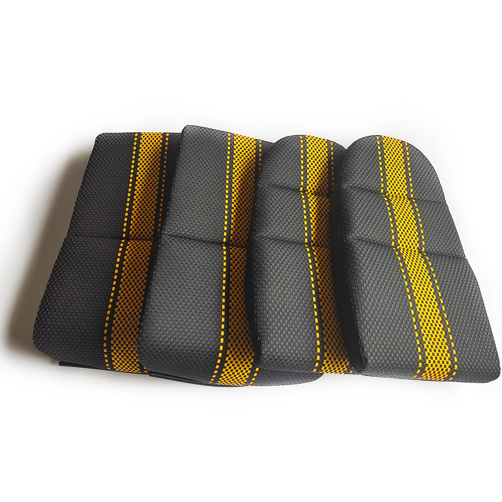 Custom Woven Center Seat Inserts for Porsche Carbon Bucket Seats – Black Base with Bold Yellow Center Stripe & Black Accent (No Foam)
