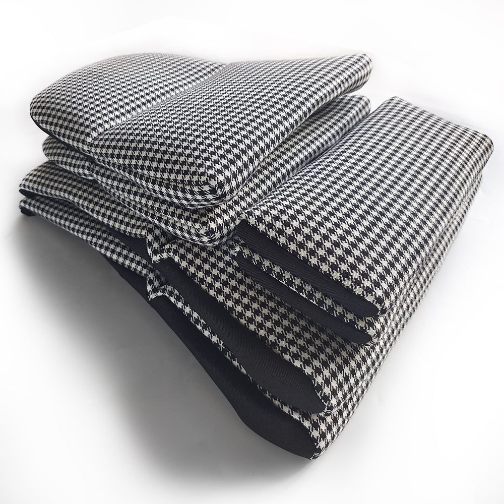Black & White Houndstooth Center Seat Insert Cover (NO FOAM) for Porsche Folding Carbon Fiber Bucket Seats | Fit 911 997 991 992 718 981 987 GT3 GT4 GT2RS