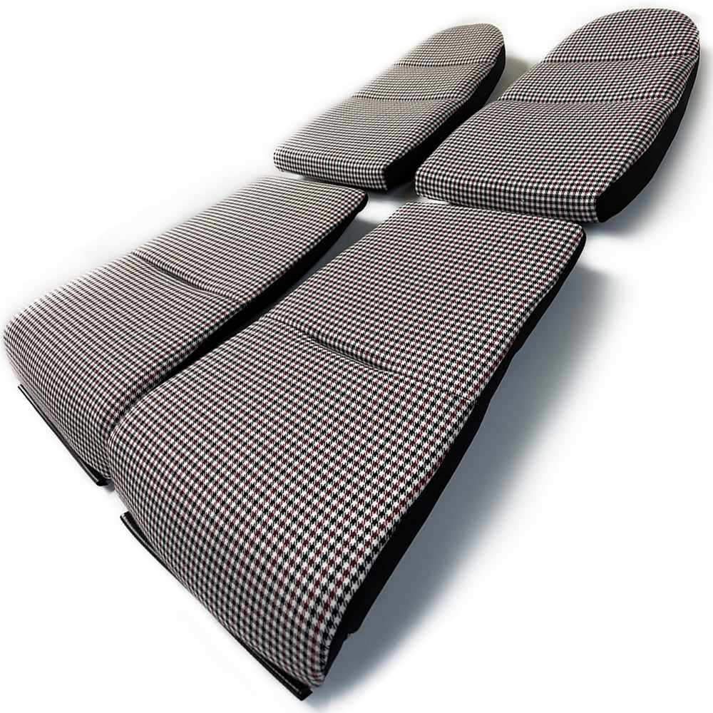 Black & Red Houndstooth Seat Inserts with Foam Cushioning for Porsche Bucket Seats
