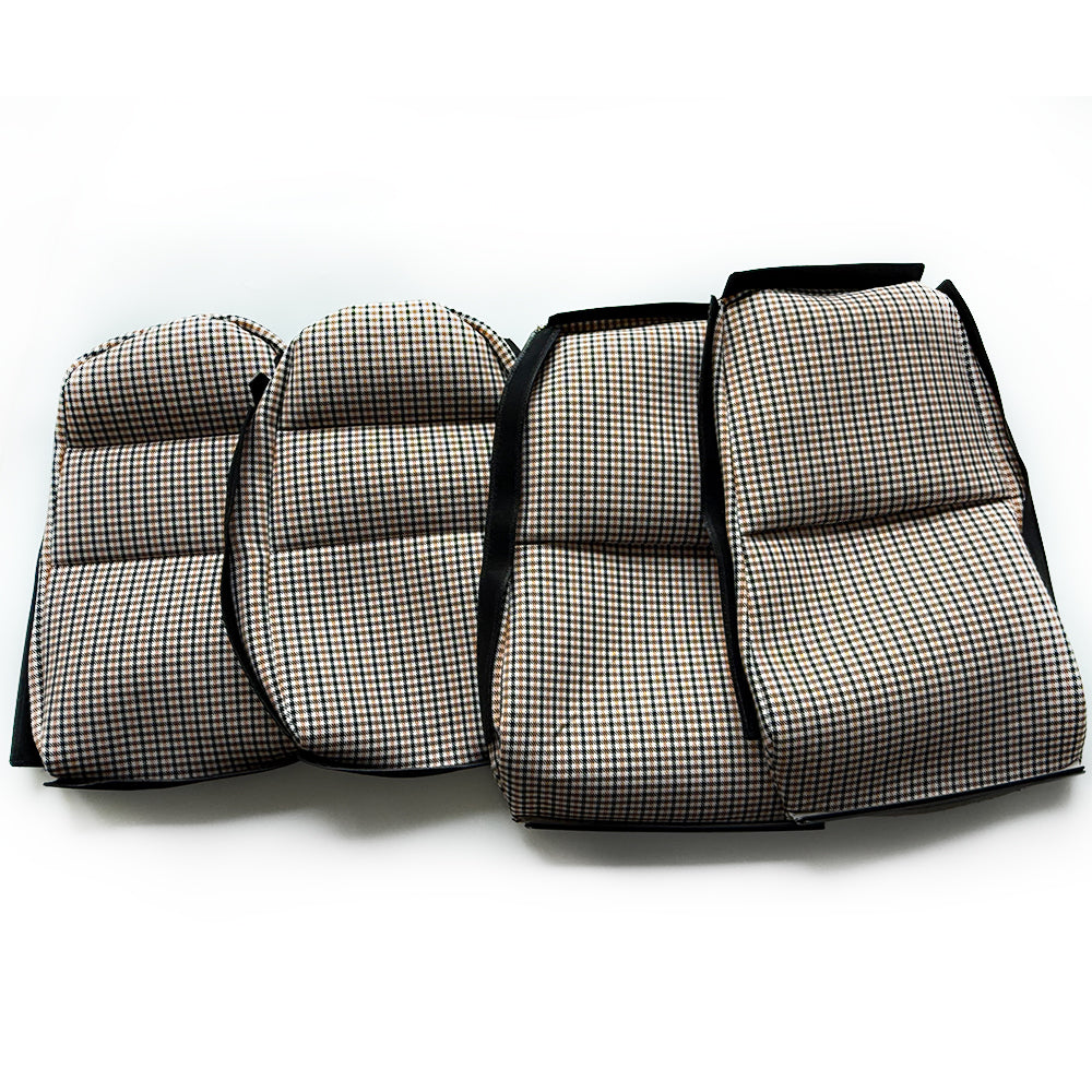 Black & Orange Houndstooth Seat Inserts for Porsche Bucket Seats – Heritage Style Replacement Set