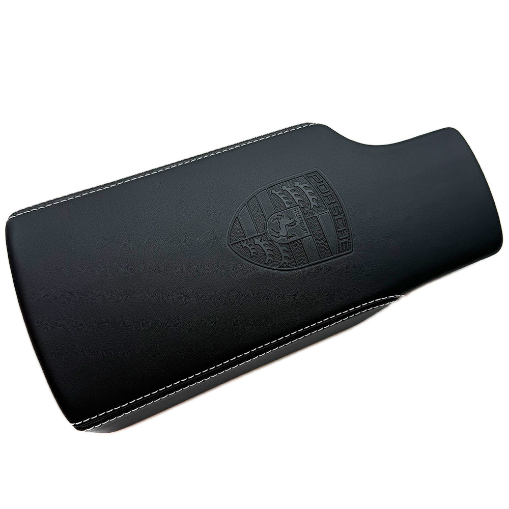 Porsche 997 GT2 RS / Turbo S/GT3RS Center Console Lid – Black Leather, GT Silver Stitching