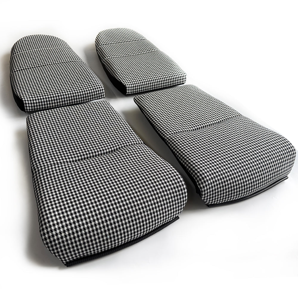 Black & White Houndstooth Seat Inserts with Foam Cushioning for Porsche Bucket Seats