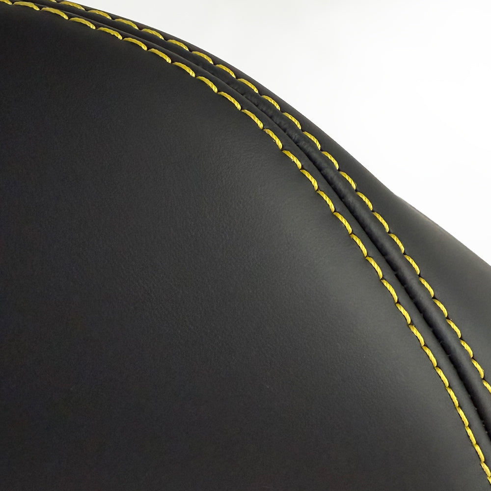 Porsche 911 Racing Bucket Seat Headrest Cover – Black Leather with Yellow 911 Embroidery