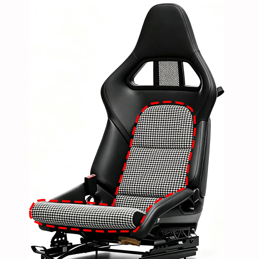 Black & White Houndstooth Center Seat Insert Cover (NO FOAM) for Porsche Folding Carbon Fiber Bucket Seats | Fit 911 997 991 992 718 981 987 GT3 GT4 GT2RS
