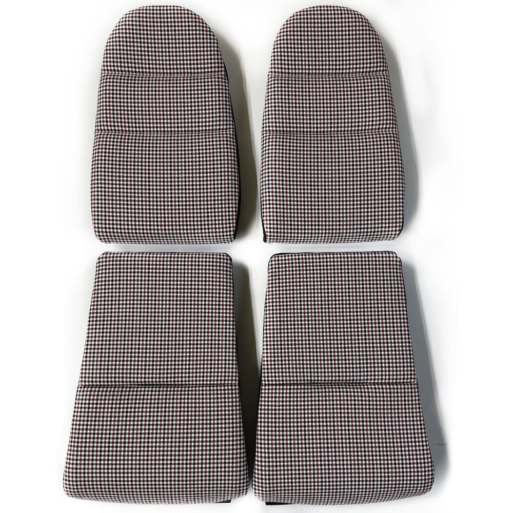 Black & Red Houndstooth Seat Inserts with Foam Cushioning for Porsche Bucket Seats