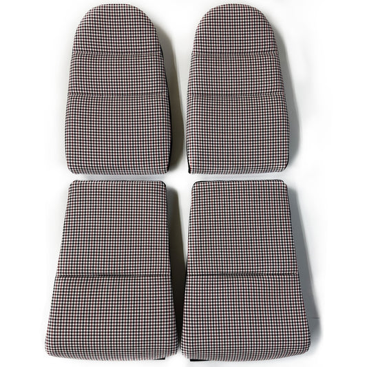 Black & Red Houndstooth Seat Inserts with Foam Cushioning for Porsche Bucket Seats